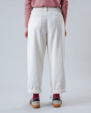 Corduroy Pleated Pants Ecru