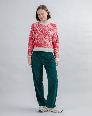 Corduroy Pleated Pants Dark Green