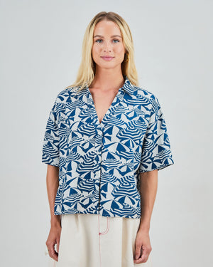 Sombrilla Oversize Cropped Blouse Blue