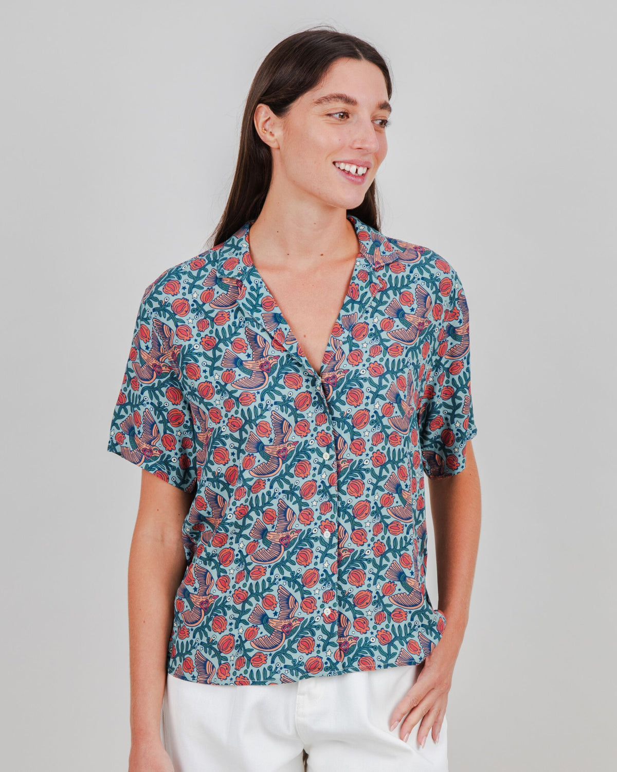 Asis Percales Passerine Aloha Blouse Mist
