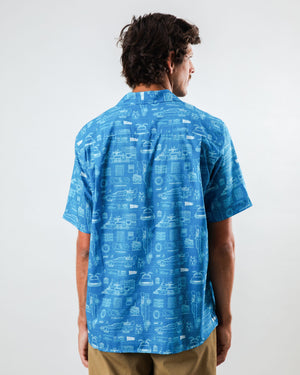 BTTF Blueprint Aloha Shirt Blue