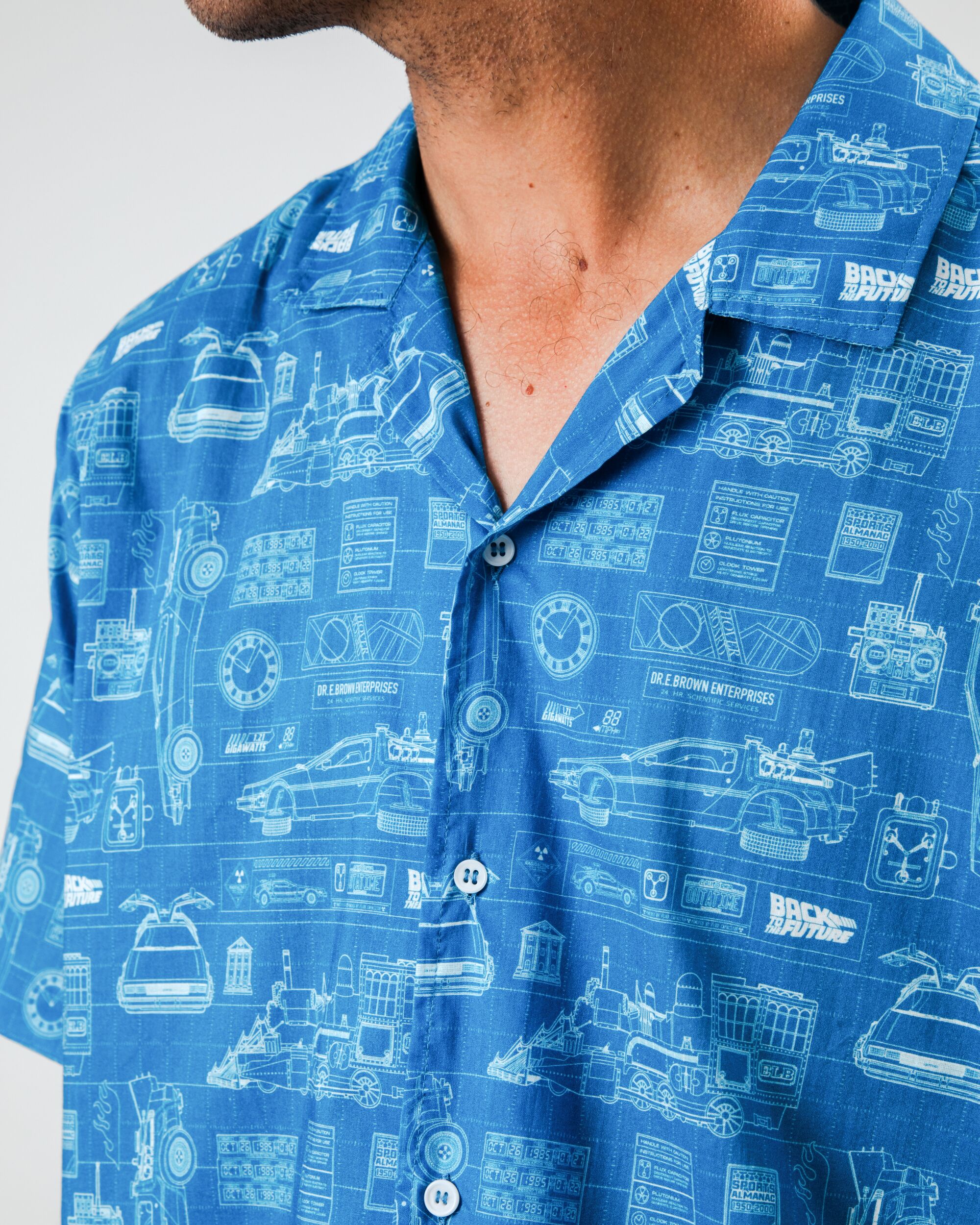 BTTF Blueprint Aloha Shirt Blue