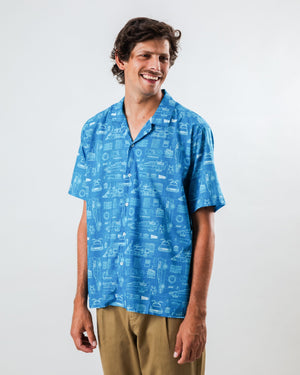 BTTF Blueprint Aloha Shirt Blue