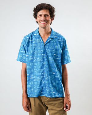 BTTF Blueprint Aloha Shirt Blue
