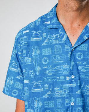BTTF Blueprint Aloha Shirt Blue