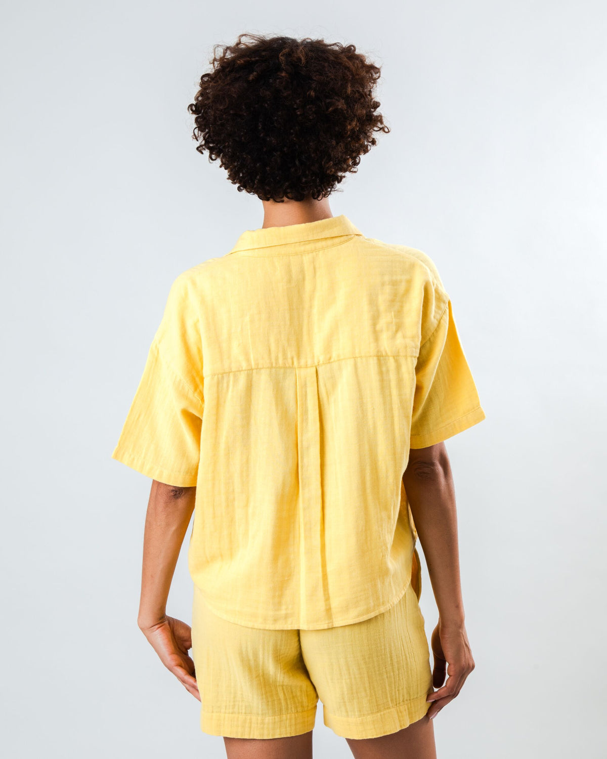 Bubble Cropped Blouse Yellow