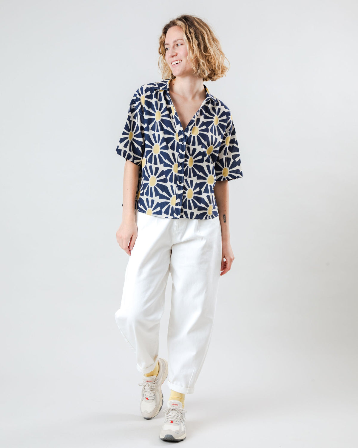 Marisol Cropped Blouse Navy