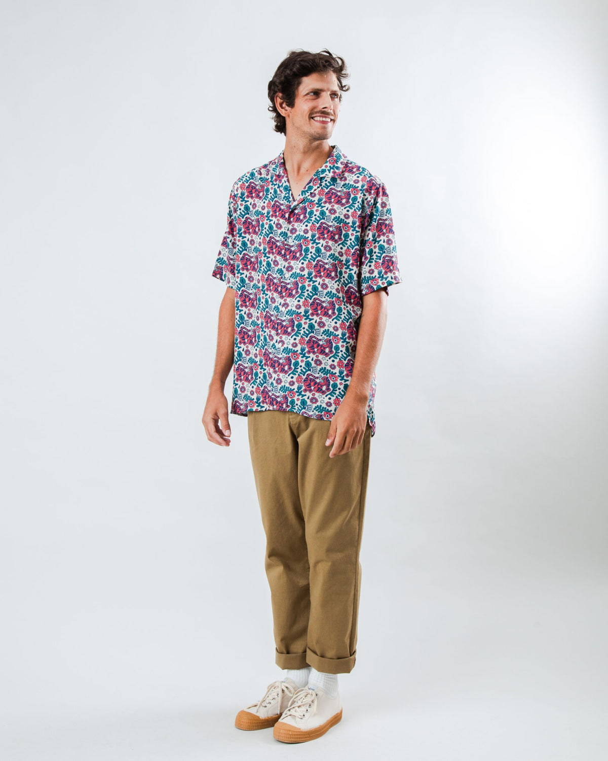 Asis Percales Tigris Aloha Shirt Ecru