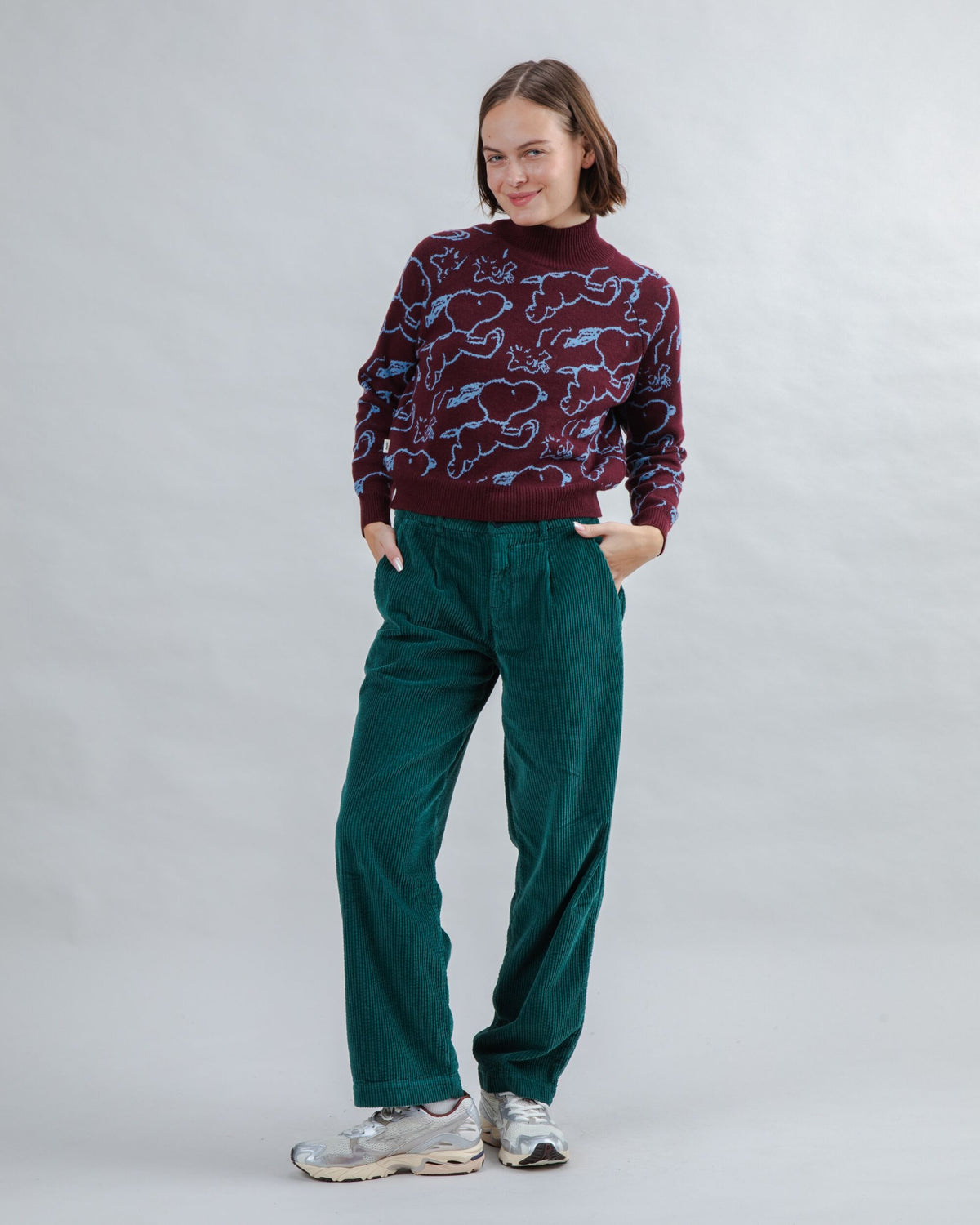 Peanuts Cropped Sweater Jacquard Chocolate