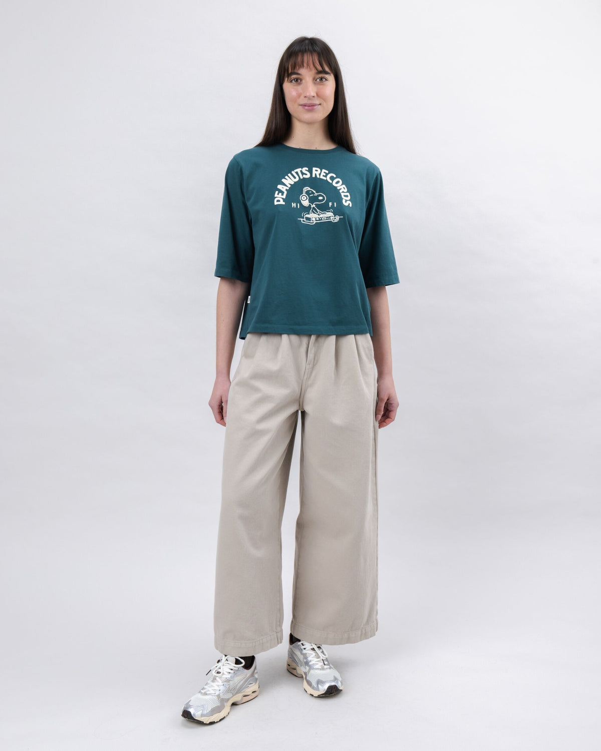 Peanuts Records Squared Tee Green