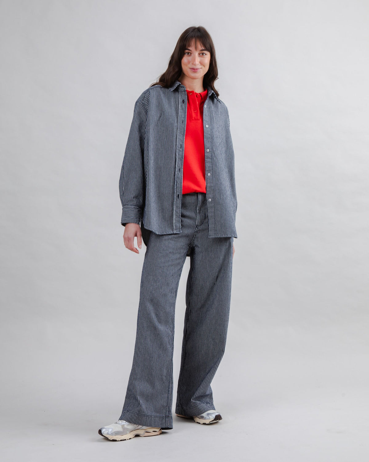 Denim Stripes Straight Leg Pants