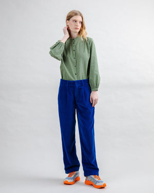 Corduroy Pleated Pants Klein Blue