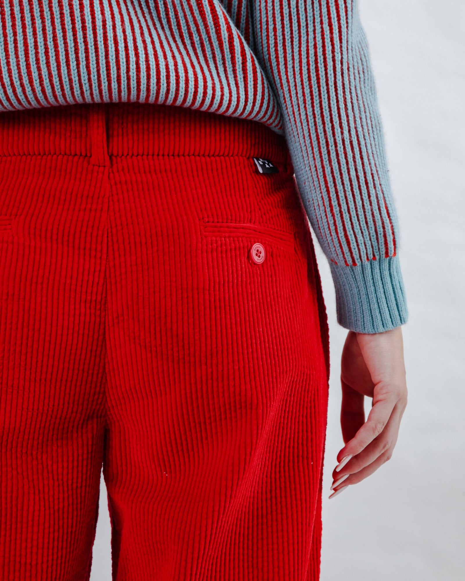 Corduroy Pleated Pants Red