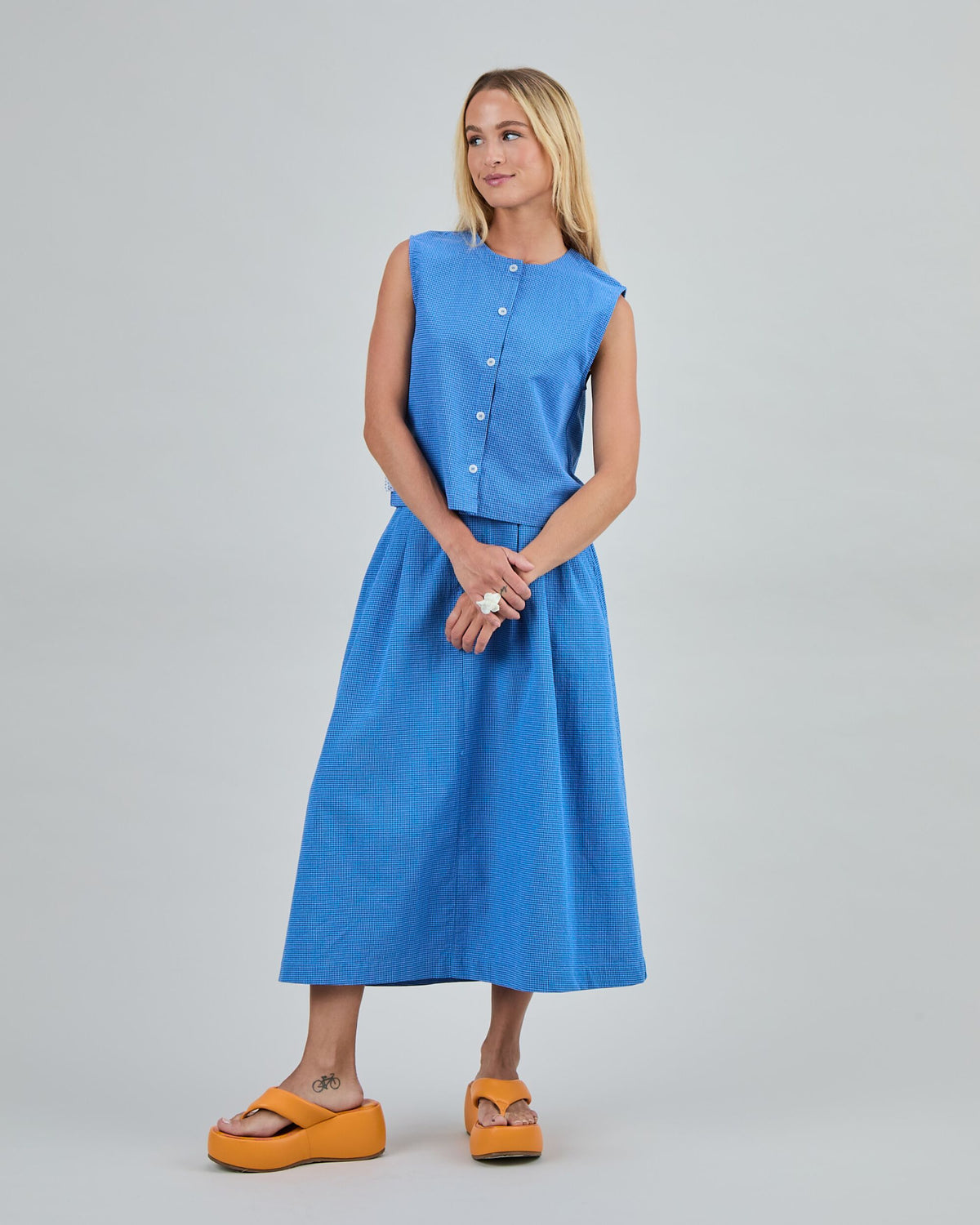 Checks Button Up Blouse Blue