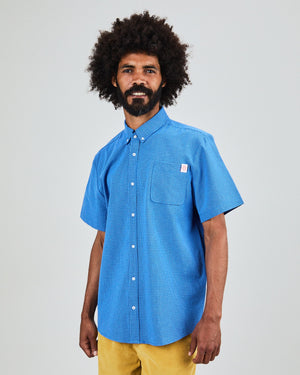 Asis Percales Daisy Checks Boxy Shirt Blue