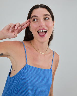 Checks Strappy Straight Dress Blue