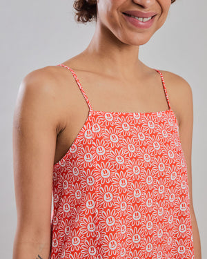 Asis Percales Daisy Strappy Straight Dress Red