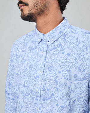 Asis Percales Crocodylus Regular Shirt Blue