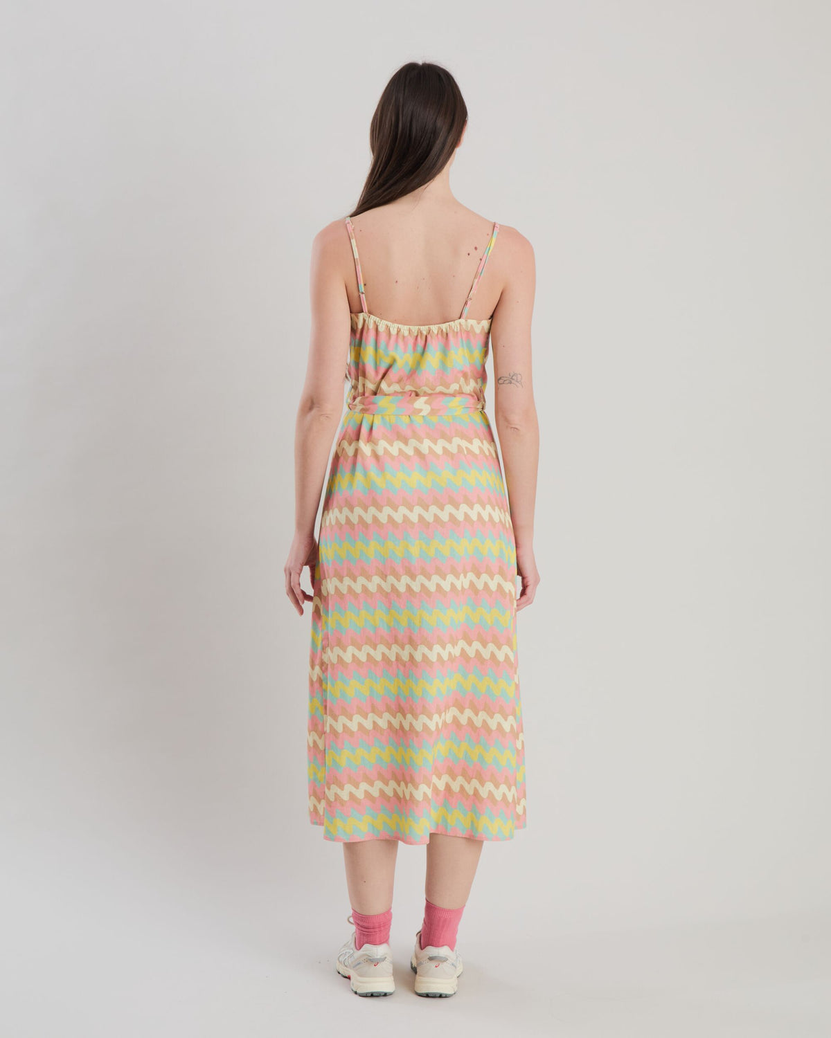 Pastel Wavy Stripes Strap Dress