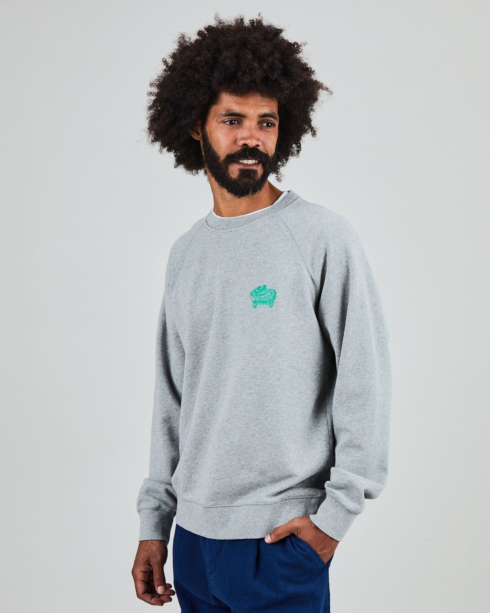 Asis Percales Crocodylus Sweatshirt Grey Melange