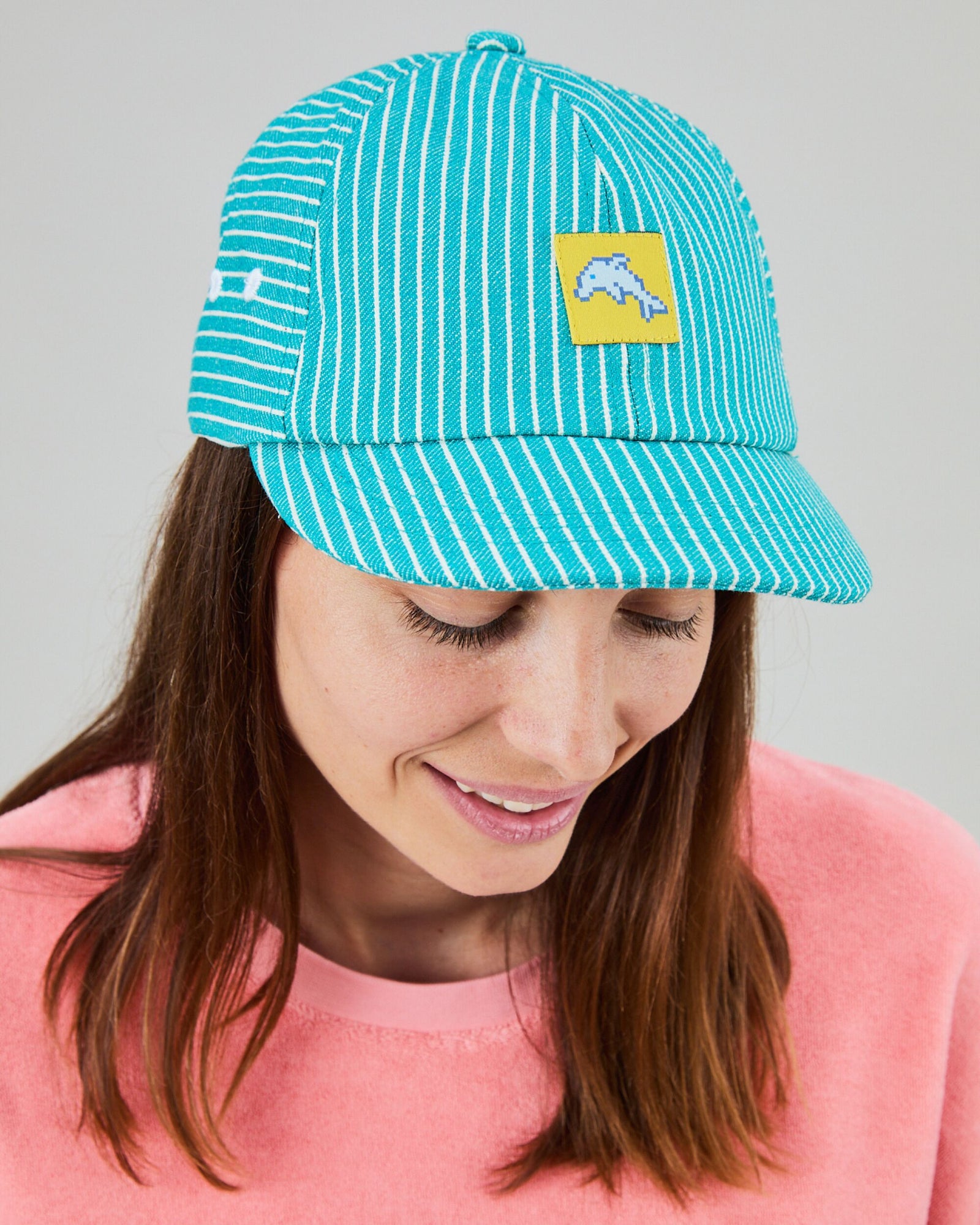 Denim Stripes Pixel Dolphin cap